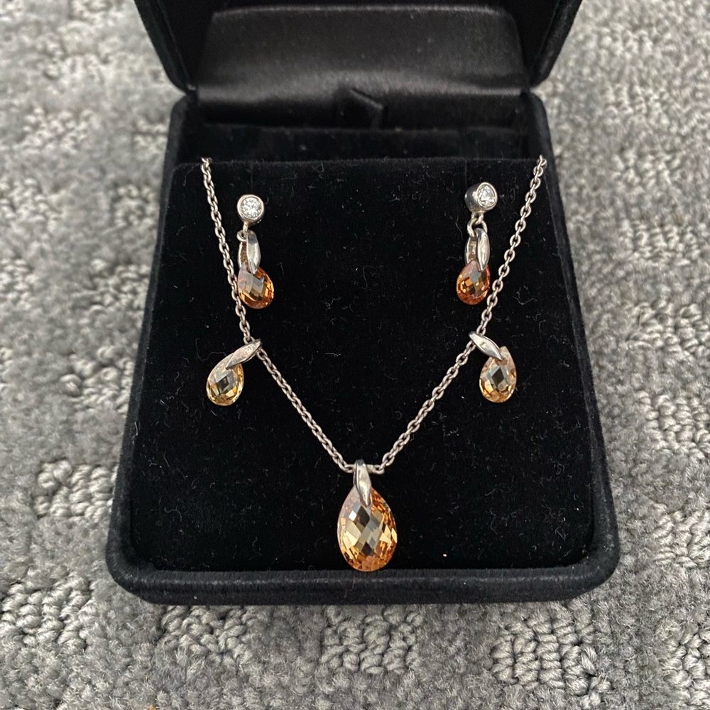 Sterling silver and Citrine necklace and earring set